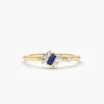 925 Silver Slanted Baguette Sapphire Ring - Image 2