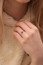 925 Silver Purple Stone Engagement Ring - Image 3