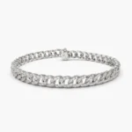 925 Silver Cuban Link Diamond Bracelet - Image 2