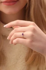 925 Silver Purple Stone Engagement Ring - Image 2