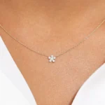 925 Silver Flower Charm Diamond Necklace - Image 2
