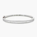 925 Silver Baguette and Round Diamond Bangle - Image 2