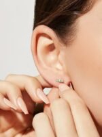 925 Silver Three Stone Stud Earrings - Image 2