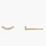 925 Silver Diamond Curved Bar Stud Earrings - Image 6