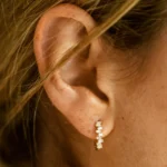 925 Silver Mini Baguette Diamond Huggies - Image 2