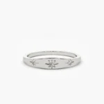 925 Silver Star Setting 3 Diamond Stacking Ring - Image 5