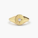 925 Silver Starburst Diamond Signet Ring