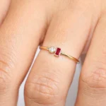 925 Silver Baguette Ruby and Diamond Ring - Image 2