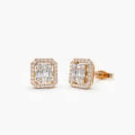925 Silver Baguette and Round Diamond Studs - Image 5
