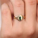 925 Silver Baguette Emerald Signet Ring