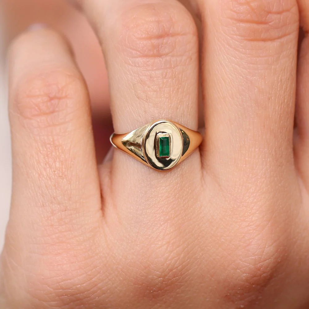 400548_e335f53705cd4a8384d50900d5c2c50emv2.webp 925 Silver Baguette Emerald Signet Ring - Image 1