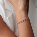 925 Silver Baguette & Round Diamond Bangle Bracelet