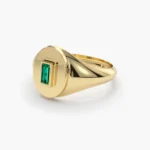 925 Silver Baguette Emerald Signet Ring - Image 3