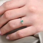 925 Silver Oval Emerald and Diamond Ring - Image 2