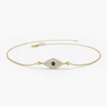 925 Silver Sapphire Evil Eye Bracelet