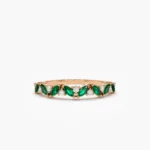 925 Silver Emerald and Round Diamond Ring - Image 6