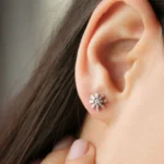 925 Silver Baguette Diamond Stud Earrings - Image 7