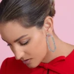 925 Silver O Diamond Earrings - Image 4