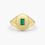 925 Silver Baguette Emerald Signet Ring - Image 2
