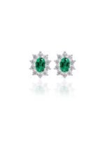 925 Silver Oval Emerald Earring