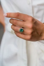 925 Silver 4.00Ct Emerald Stone Engagement Ring