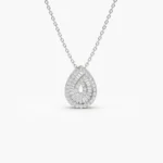 925 Silver Pear Shape Diamond Statement Necklace - Image 5