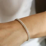 925 Silver Cuban Link Diamond Bracelet - Image 4