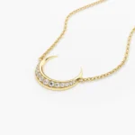 925 Silver Diamond Crescent Moon Necklace - Image 5