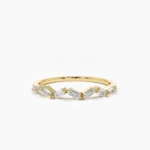 925 Silver Baguette Diamond Stacking Ring - Image 2