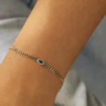 925 Silver Curb Link Emerald Bracelet - Image 5