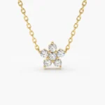 925 Silver Flower Charm Diamond Necklace