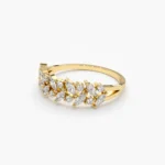 925 Silver Two Row Marquise & Round Diamond Ring - Image 3