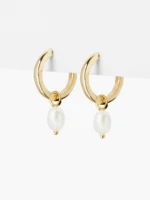 925 Silver Simple Pearl Drop Hoops - Image 4