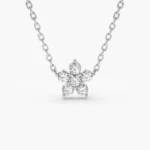 925 Silver Flower Charm Diamond Necklace - Image 4