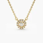 925 Silver Diamond Halo Necklace