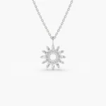 925 Silver Diamond Disc Cluster Necklace - Image 4