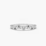 925 Silver Slanted Marquise and Round Diamond Ring - Image 2