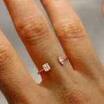 925 Silver Diamond Baguette Cuff Ring - Image 2