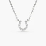 925 Silver Diamond Horseshoe Necklace - Image 6
