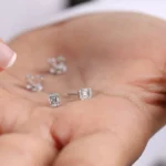 925 Silver Tiny Baguette Diamond Stud Earrings - Image 3