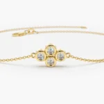 925 Silver Dainty Quad Diamond Bracelet - Image 3