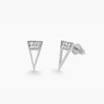 925 Silver Elongated Triangle Diamonds Earrings - Image 4