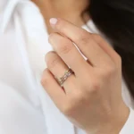 925 Silver Emerald Art Deco Wedding Band