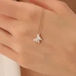 925 Silver Baguette Diamond Butterfly Necklace - Image 4