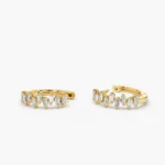925 Silver Mini Baguette Diamond Huggies - Image 5