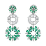 925 Silver Diamond and Emerald Earrings - Image 3