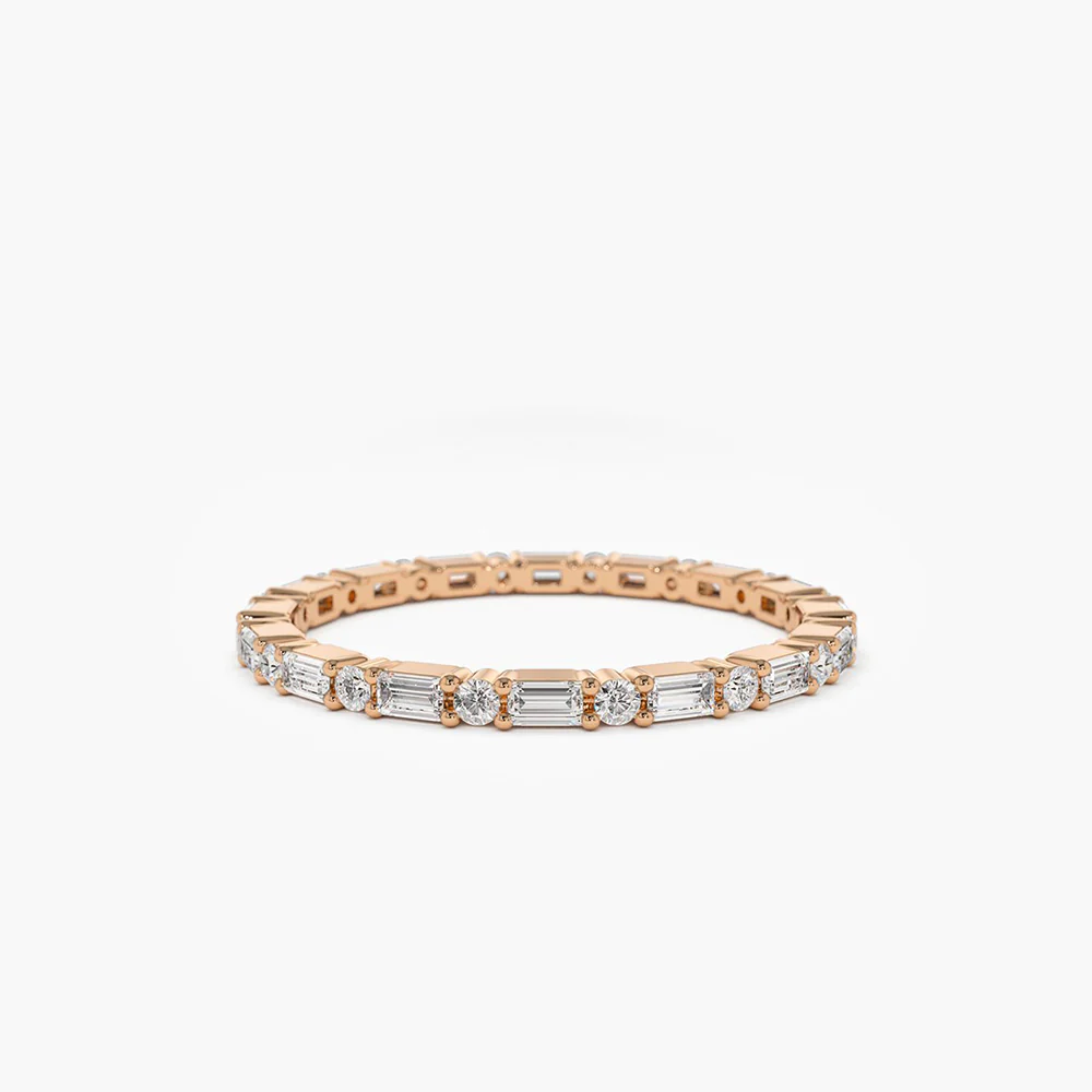 400548_f4dfdfec357745faa85a581ac7f76bdfmv2.webp 925 Silver Baguette & Round Diamond Full Eternity Ring - Image 1