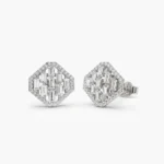 925 Silver Baguette Diamond Earrings - Image 4