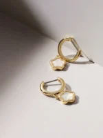 925 Silver Blesse Mother Of Pearl Hoops - Image 4