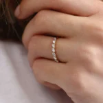 925 Silver 7 Stone Slanted Baguette Diamond Ring